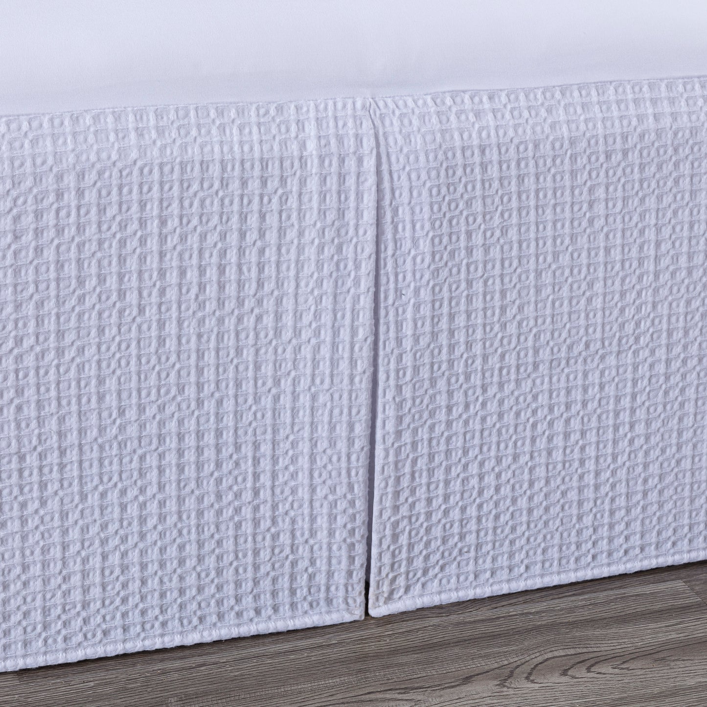 Pleated Waffle Weave Bed Skirt, Tailored Dust Ruffle Easy Fit Bed Skirt