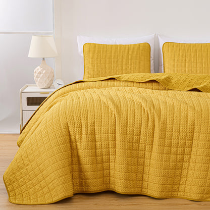 Wilmer 3-Piece Waffle Weave Textured Quilt Set