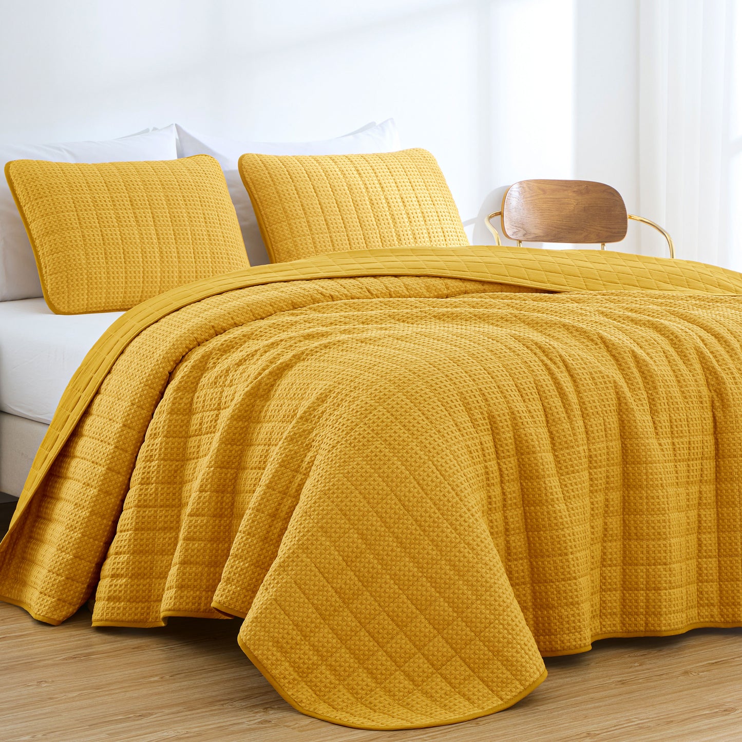 Wilmer 3-Piece Waffle Weave Textured Quilt Set