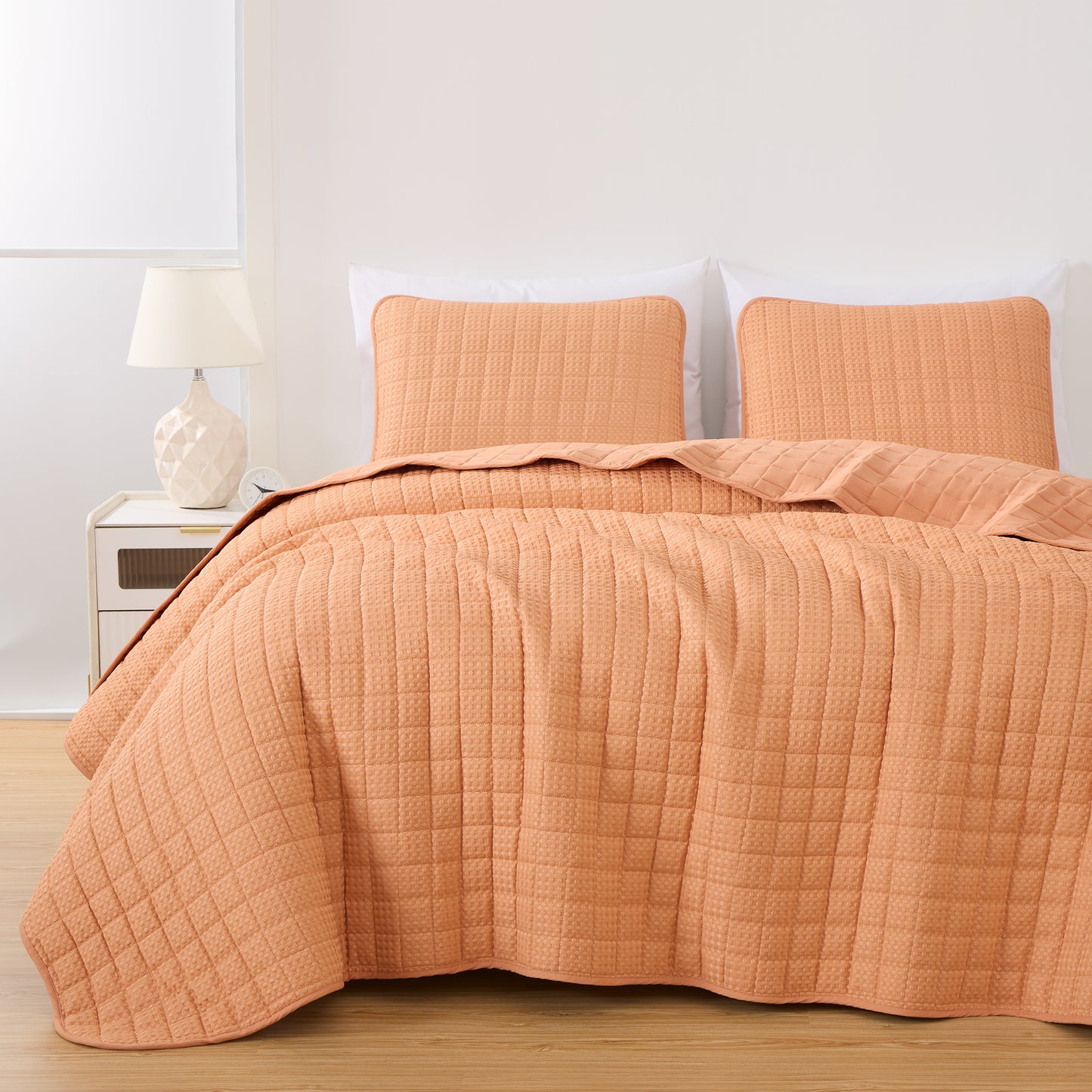 Wilmer 3-Piece Waffle Weave Textured Quilt Set