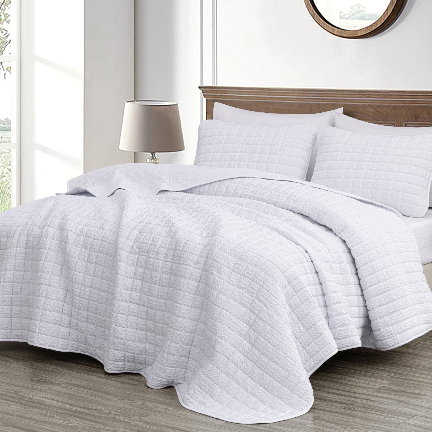 Wilmer 3-Piece Waffle Weave Textured Quilt Set