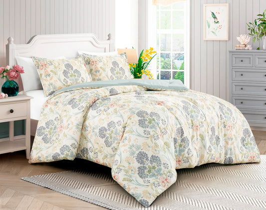 Alyssa Boho Floral Medallion Printed Microfiber Comforter Set