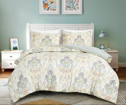 Alyssa Boho Floral Medallion Printed Microfiber Comforter Set