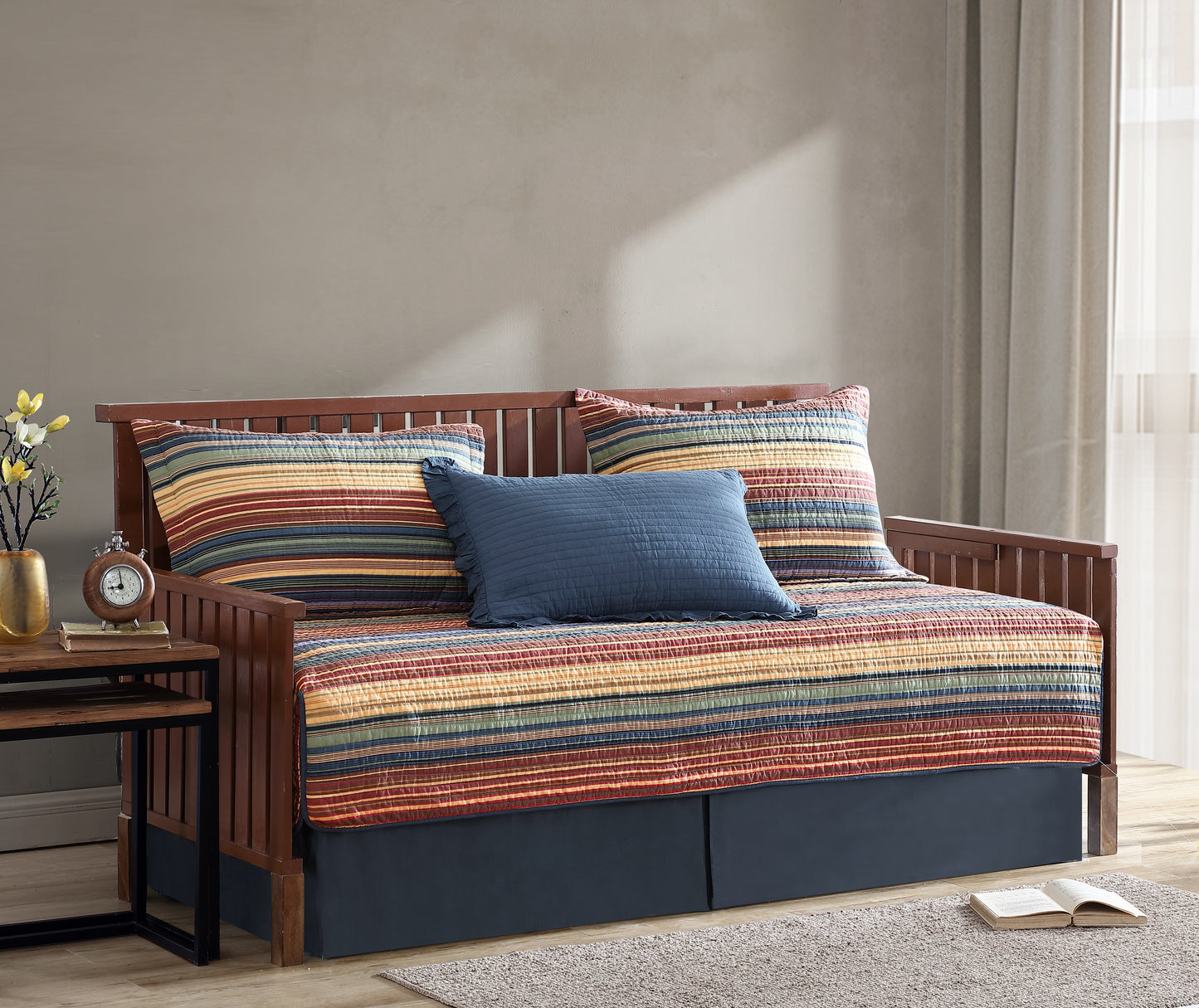 Avery Multi-Color Striped Cotton Quilt Set