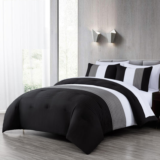 Briar Pleated Stripe Bed in a Bag Comforter Set