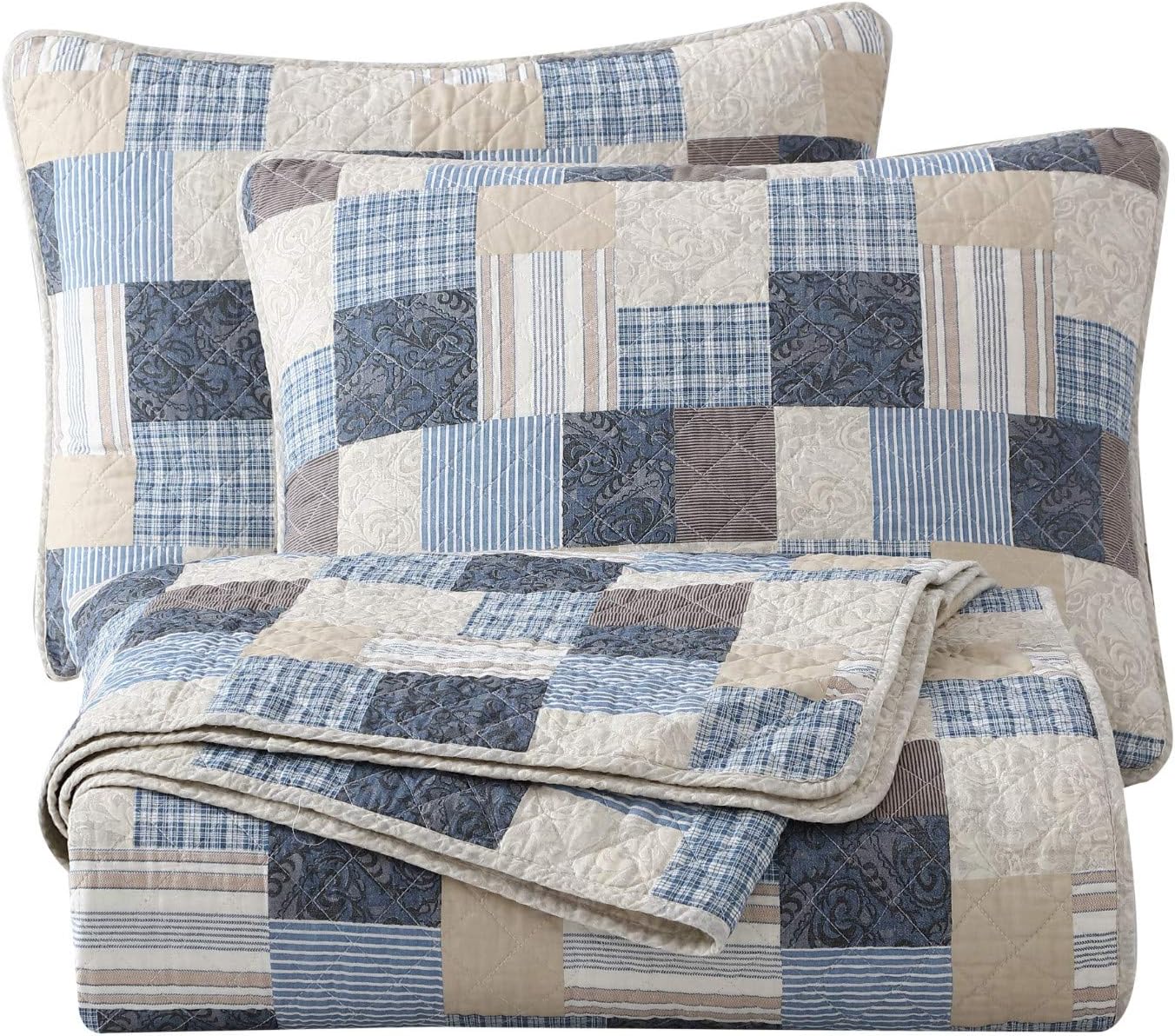 2/3-Piece Printed Lightweight Reversible Stone Washed Cotton Quilt Set