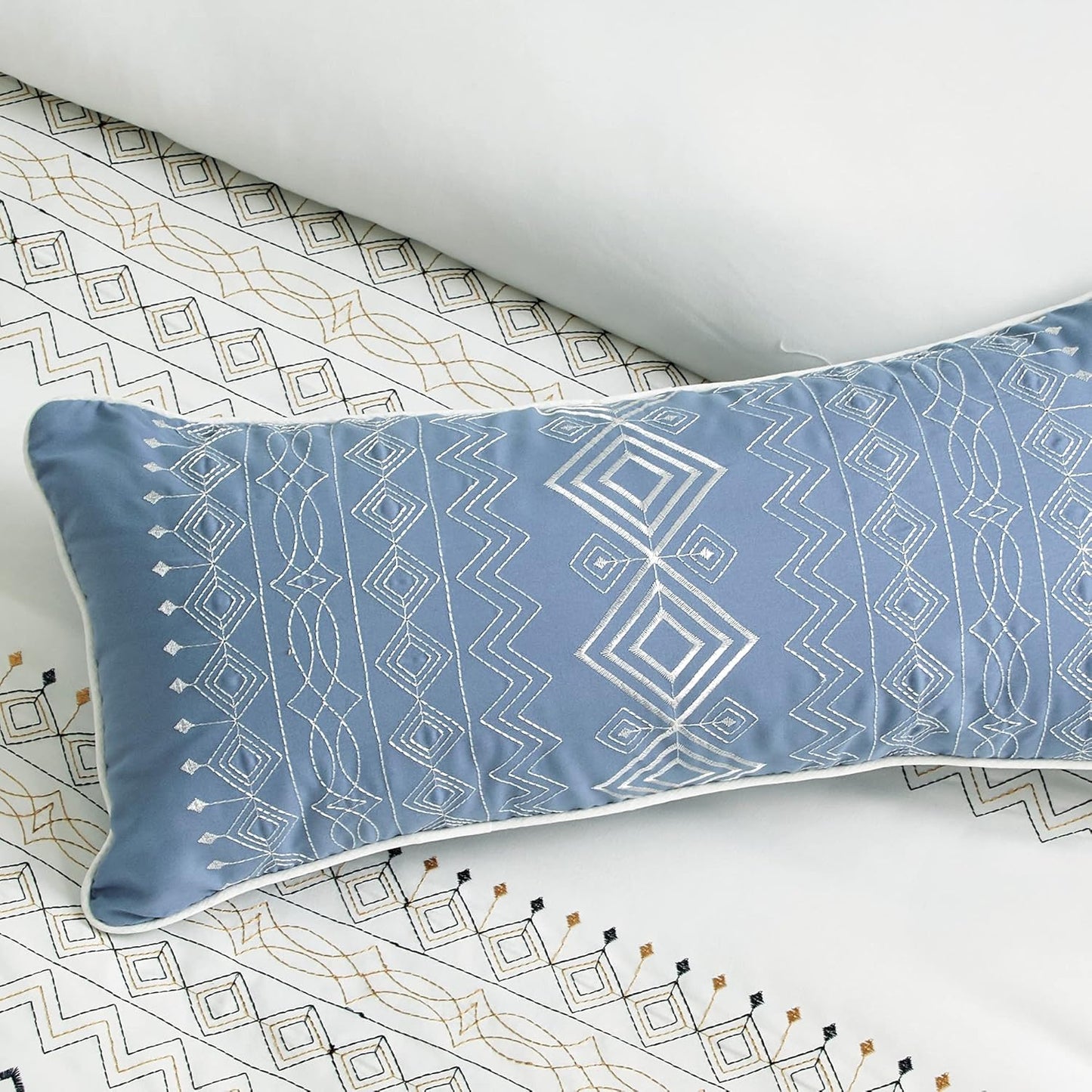 Hart 7-Piece Southwestern Boho Geometric Embroidery Lightweight Comforter Set