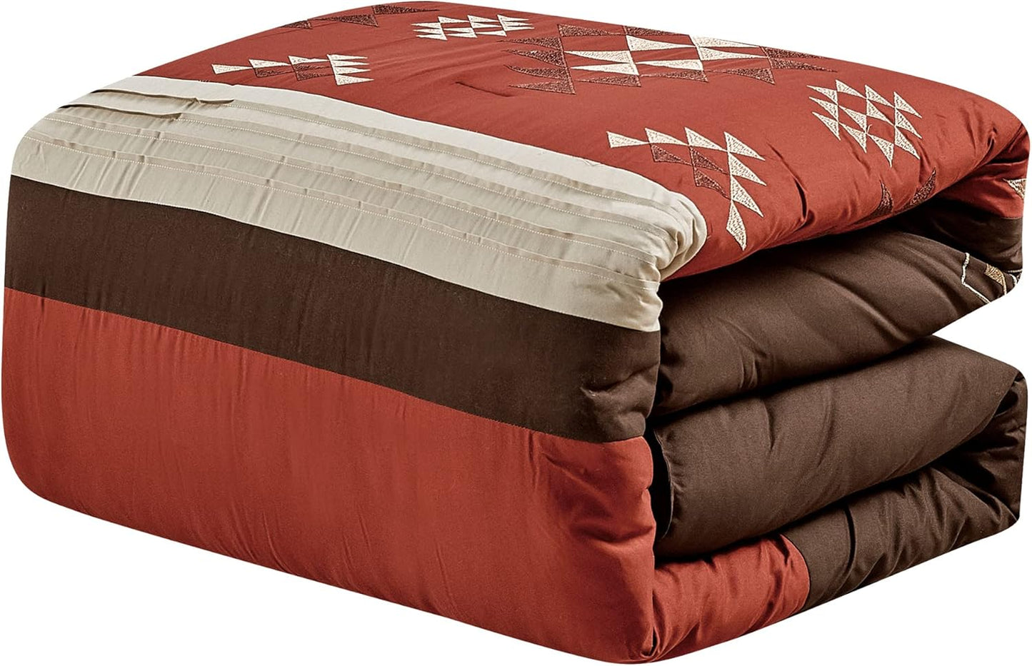 Kabira 7-Piece Rustic Southwestern Geometric Embroidered Comforter and Pillow Cushions Set