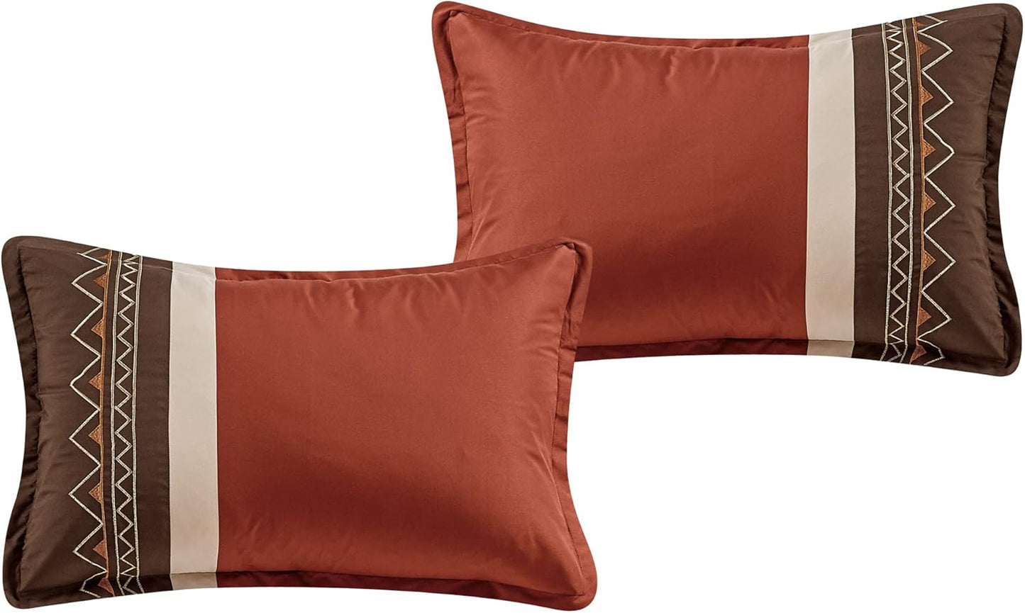 Kabira 7-Piece Rustic Southwestern Geometric Embroidered Comforter and Pillow Cushions Set