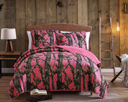 Salem Cabin Lodge Forest Woods Camouflage Quilt Set