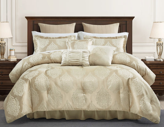 Luxury 7-Piece Traditional Jacquard Medallion Comforter Set