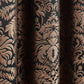 Valencia 4-Piece Black Gold Floral Jacquard Window Curtain Set with Attached Valance Sheer Backing