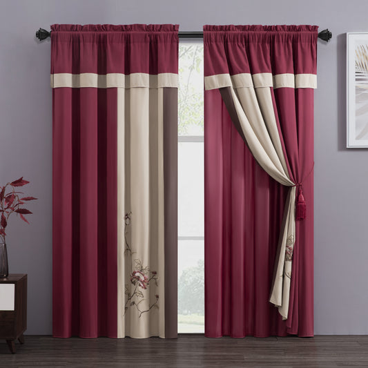 Vienna 4-piece Floral Embroidery Window Curtain Set