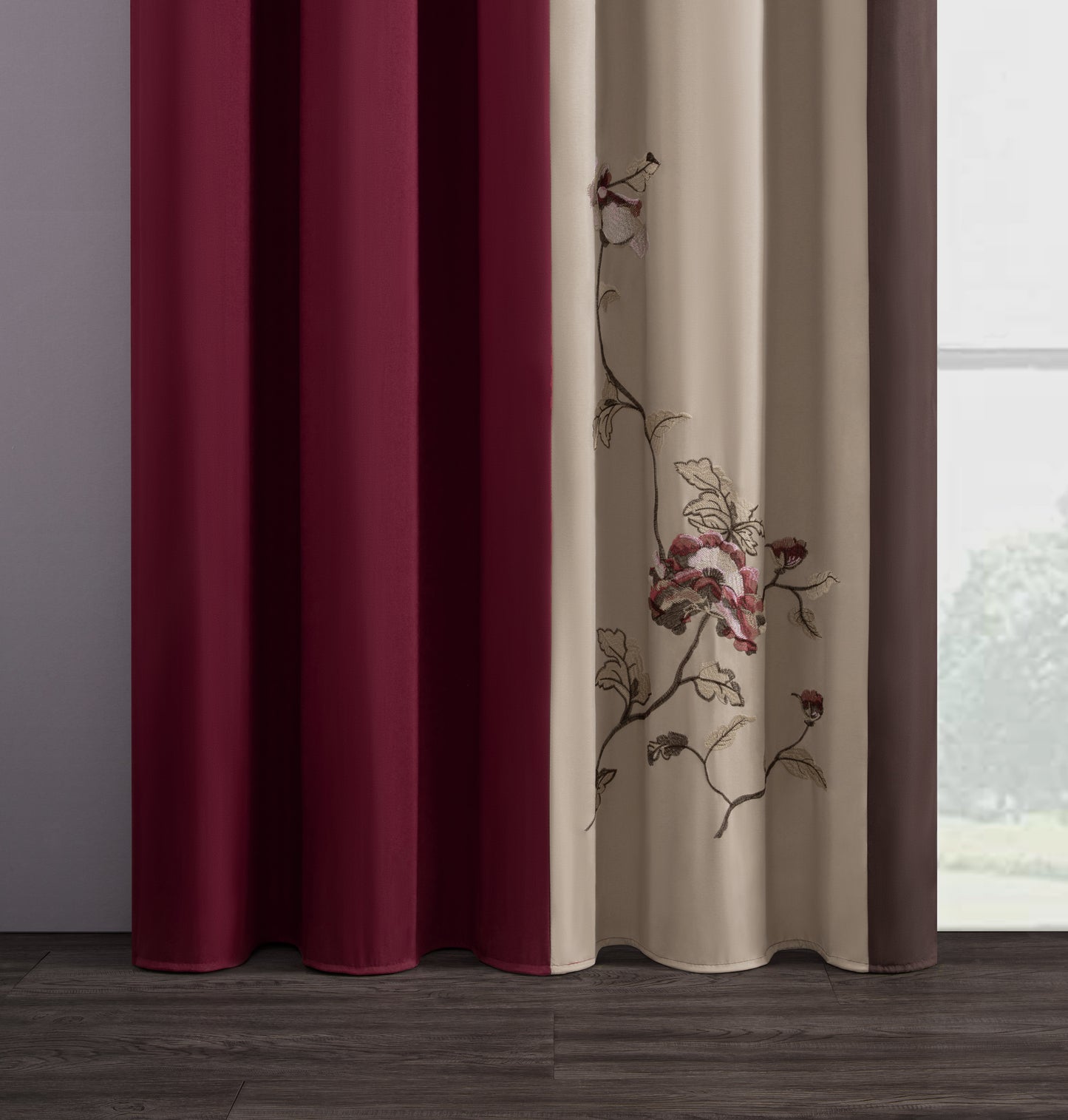 Vienna 4-piece Floral Embroidery Window Curtain Set