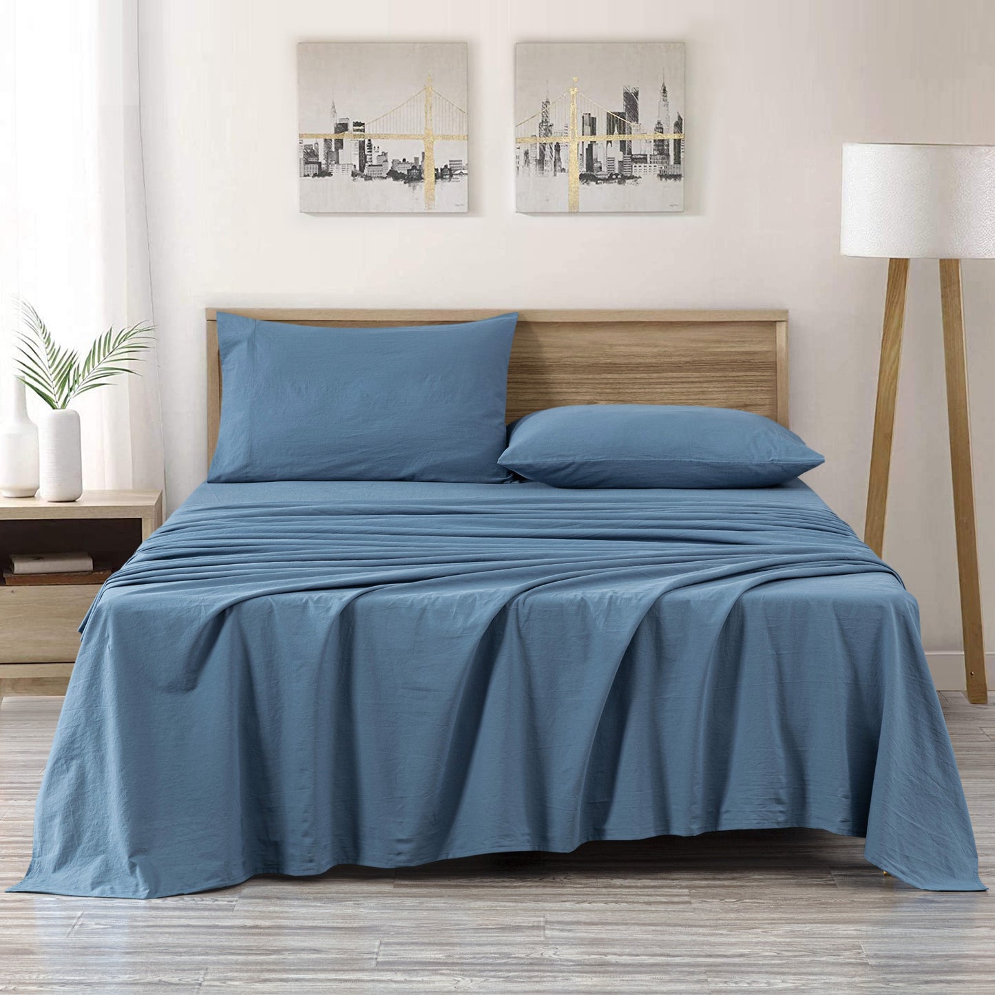 Luxury Soft Breathable Vintage Washed Cotton Bed Sheet Set