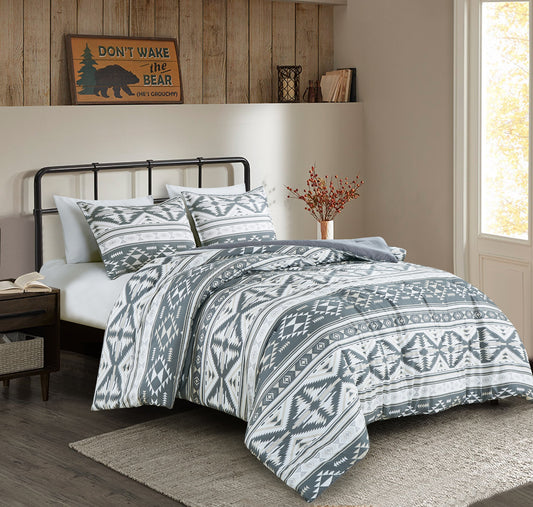 Zella Geometric Motif Printed Microfiber Comforter Set