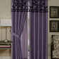 Nobility 4-Piece Faux Silk Flocked Floral Window Curtain Set