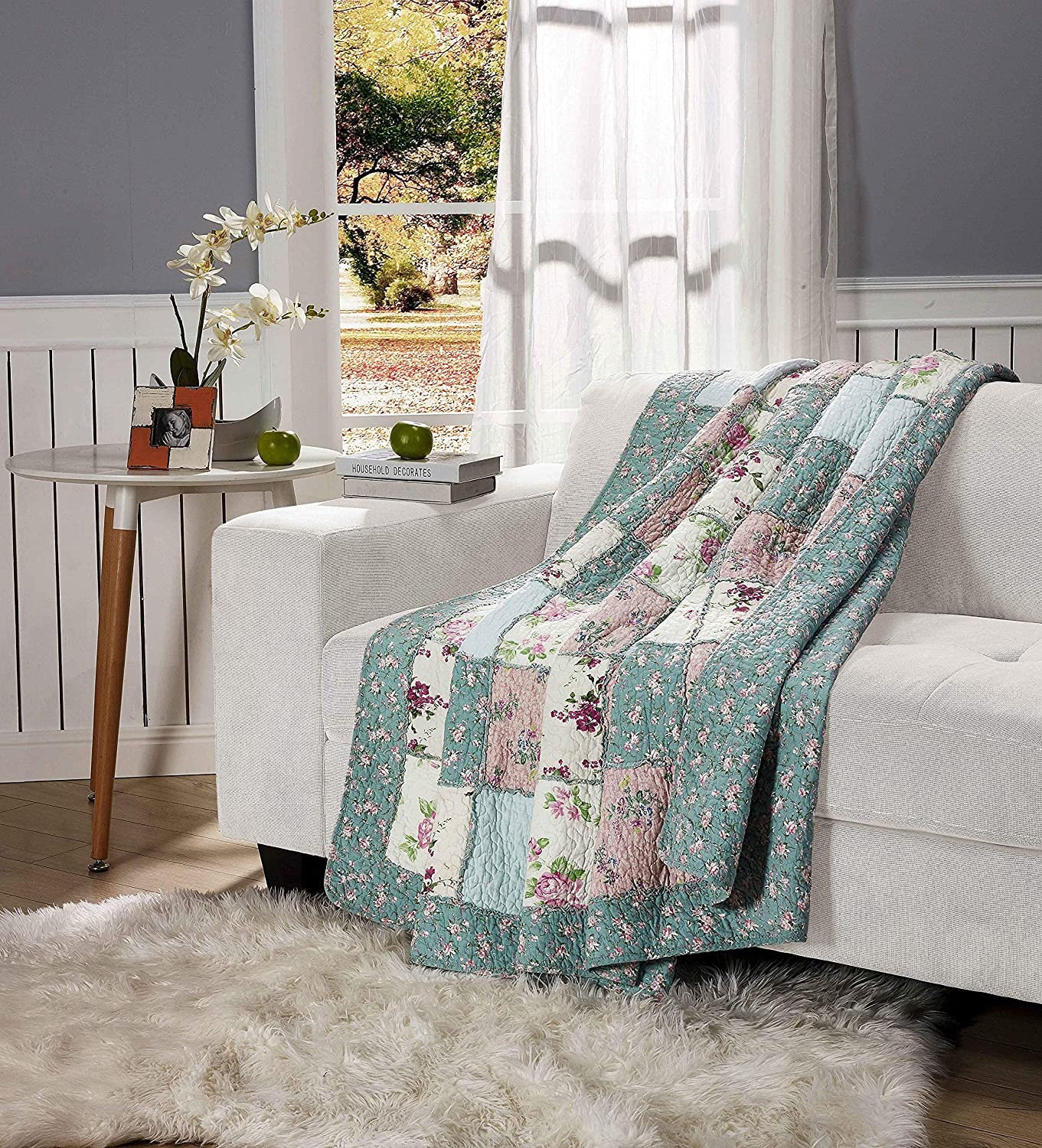 Floral quilted 2024 throw