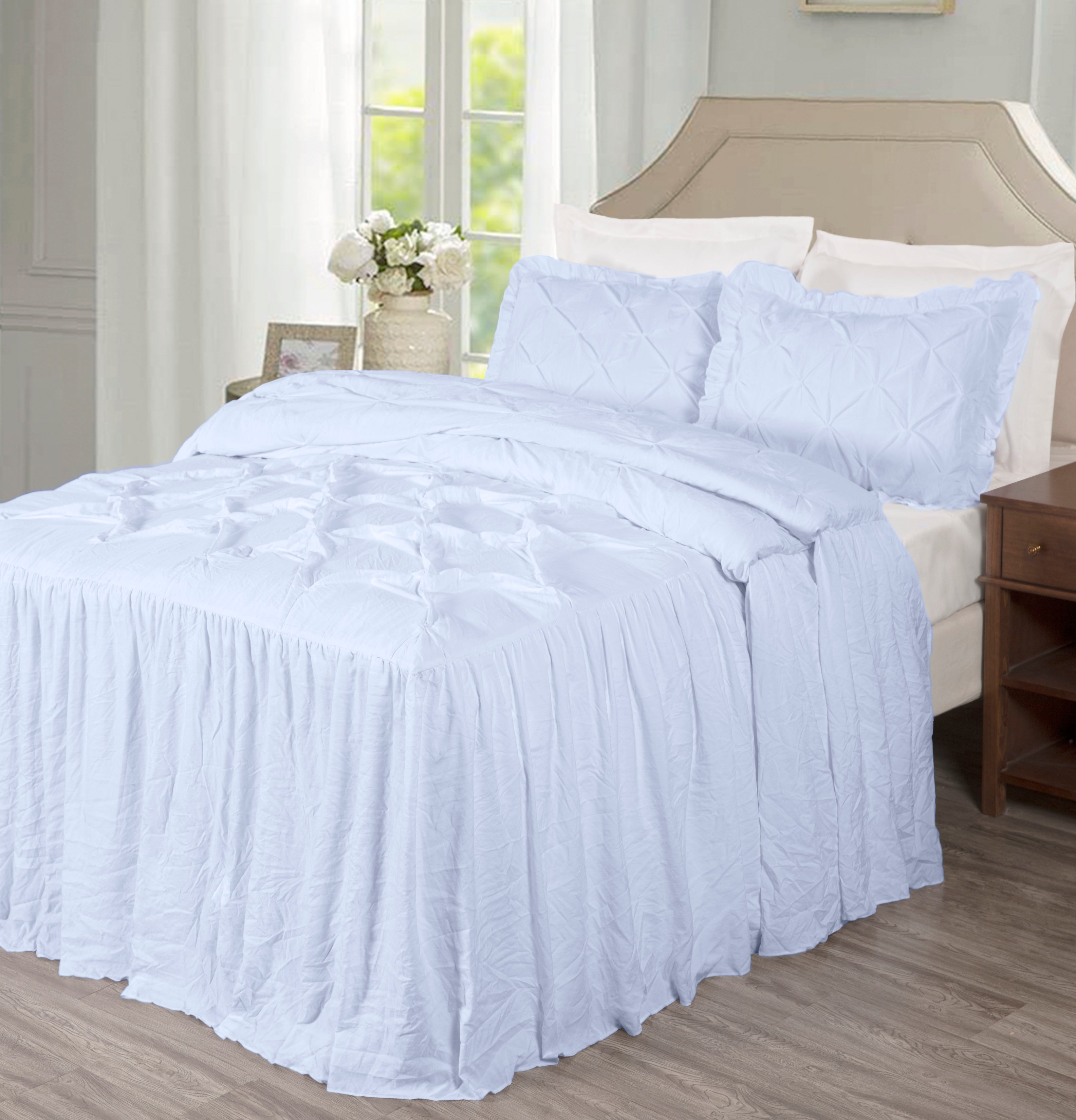 White ruffle cheap skirt bedspread