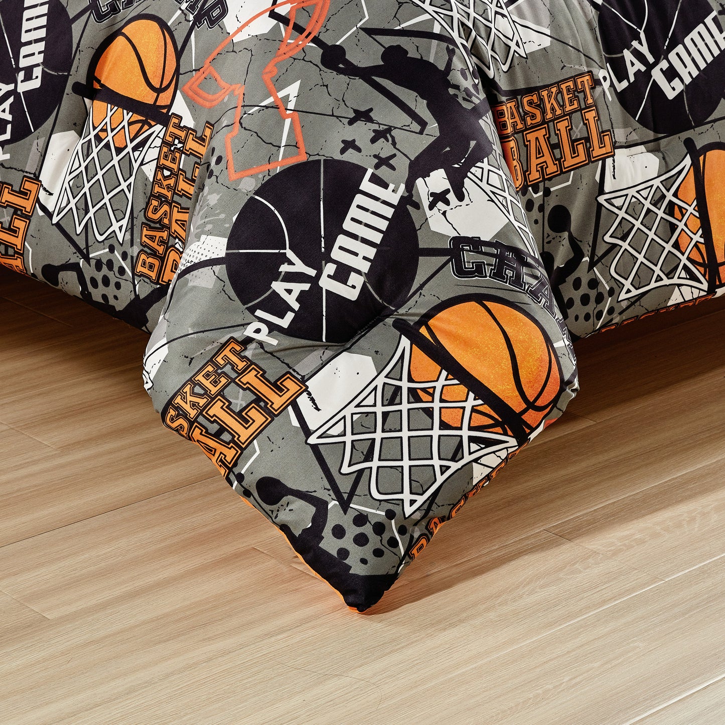 Basketball Slam Dunk Kids Microfiber Printed Comforter Set with Plush Pillow