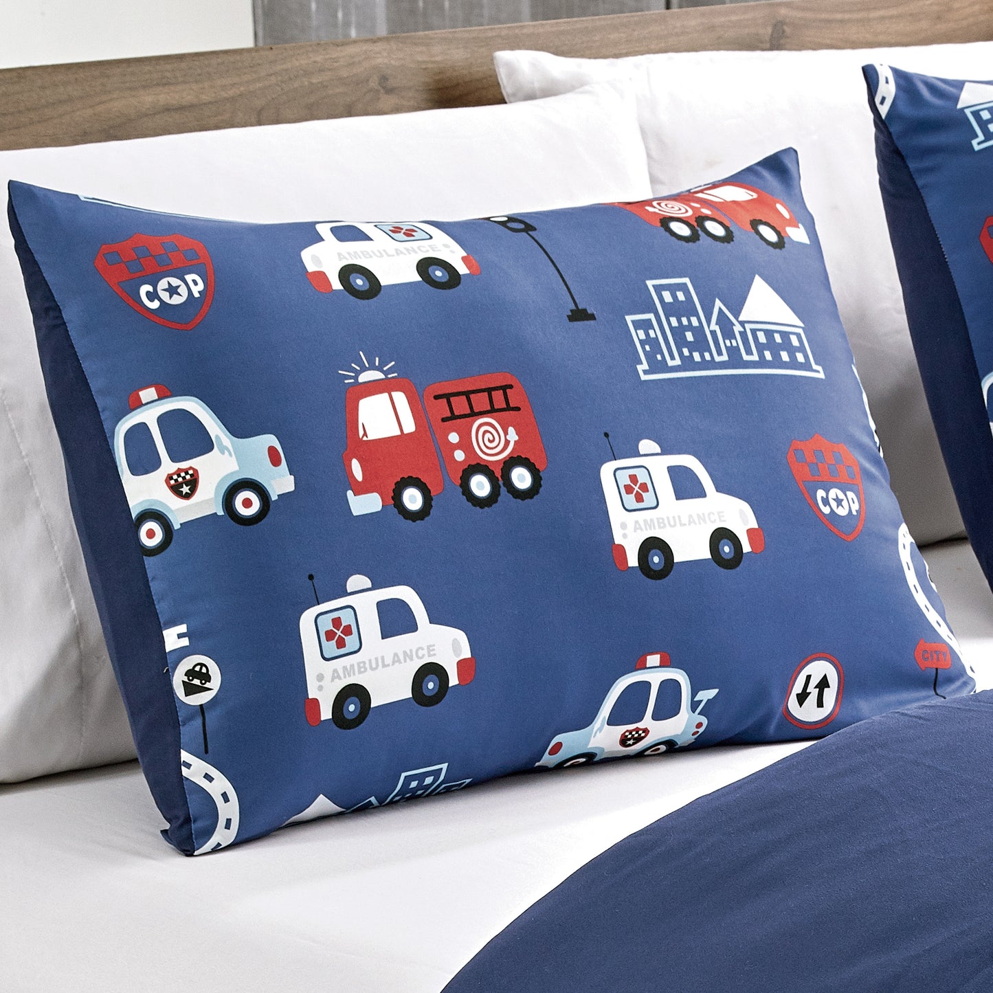 Firetruck First Responder Heroes Kids Microfiber Printed Comforter Set with Plush Pillow