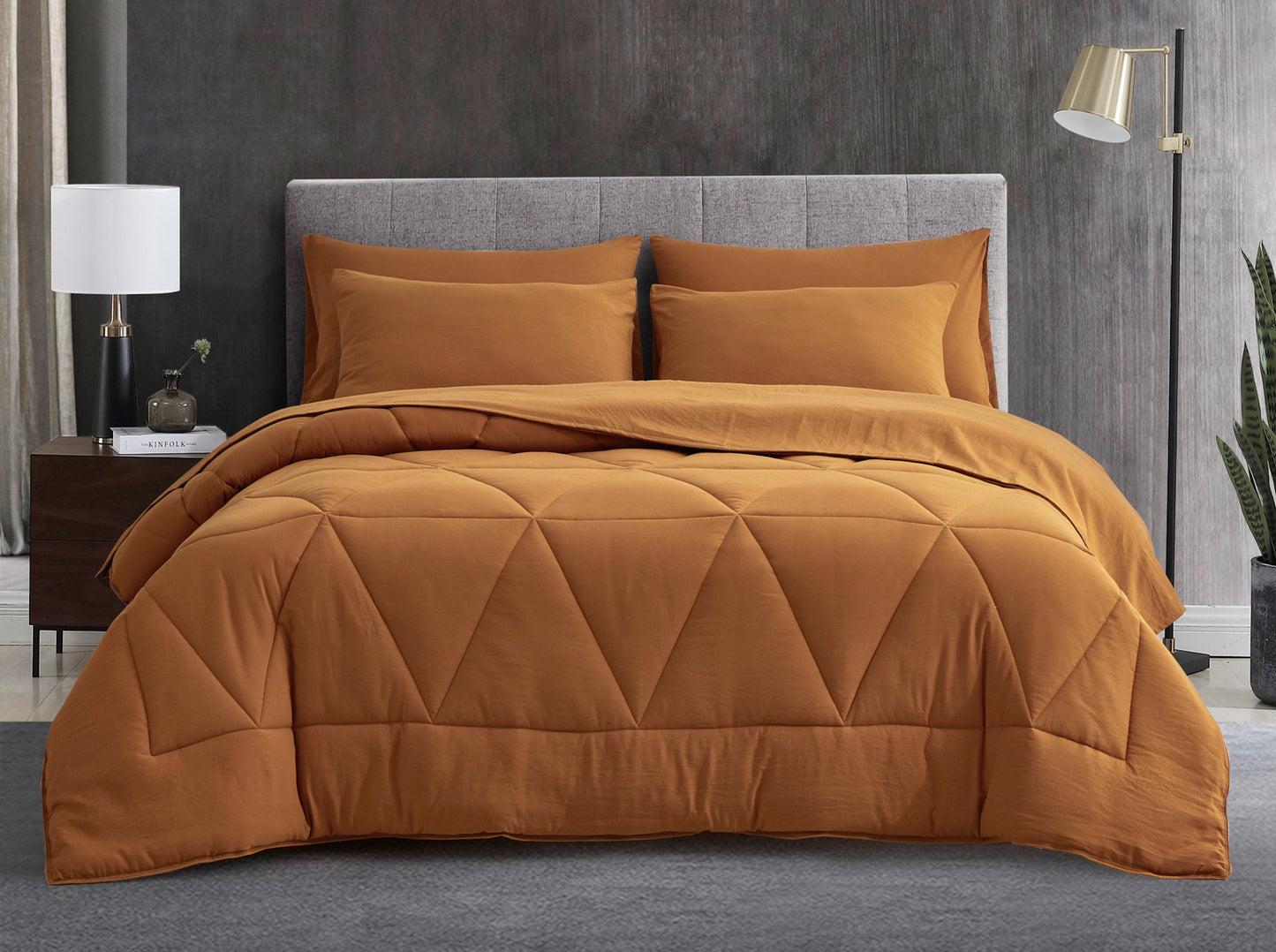 Jasper Geometric Triangle Quilted Bed in a Bag Comforter Set
