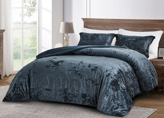 Lux Distressed Velvet Comforter Set with Microfiber Reverse