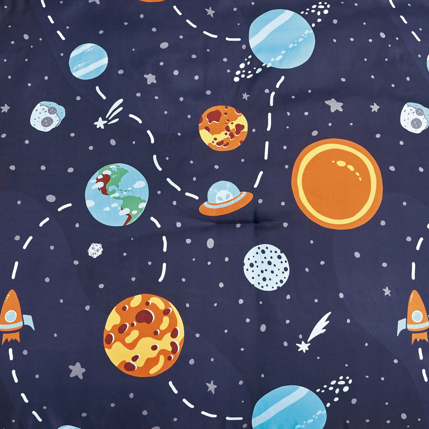 Universe Space Galaxy UFO Kids Microfiber Printed Comforter Set with Plush Pillow