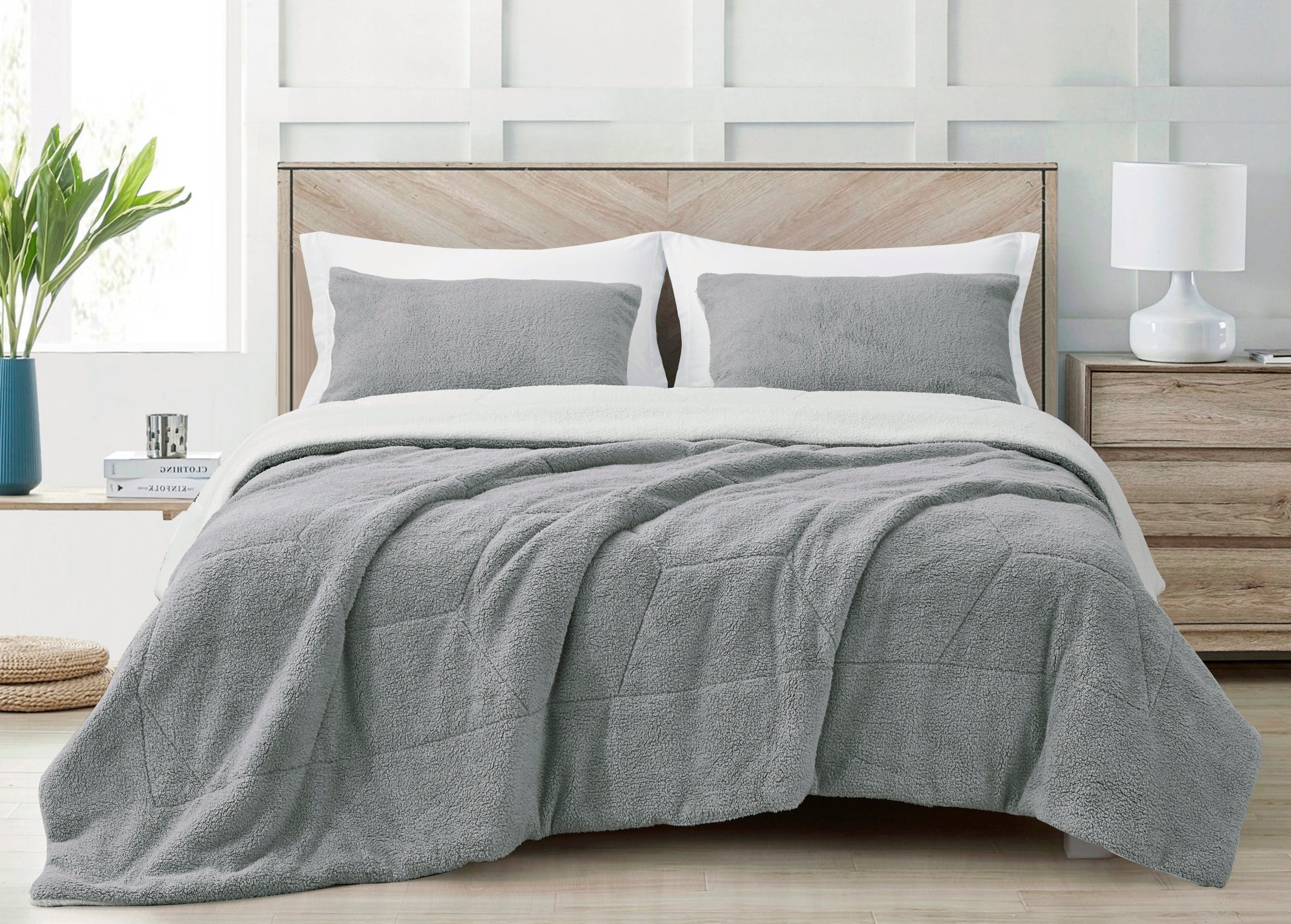 Wynne Honeycomb Sherpa Reversible Comforter Set Ecitydirect