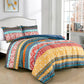 Amara Bohemian Colorful Floral Stripe Printed Comforter Set