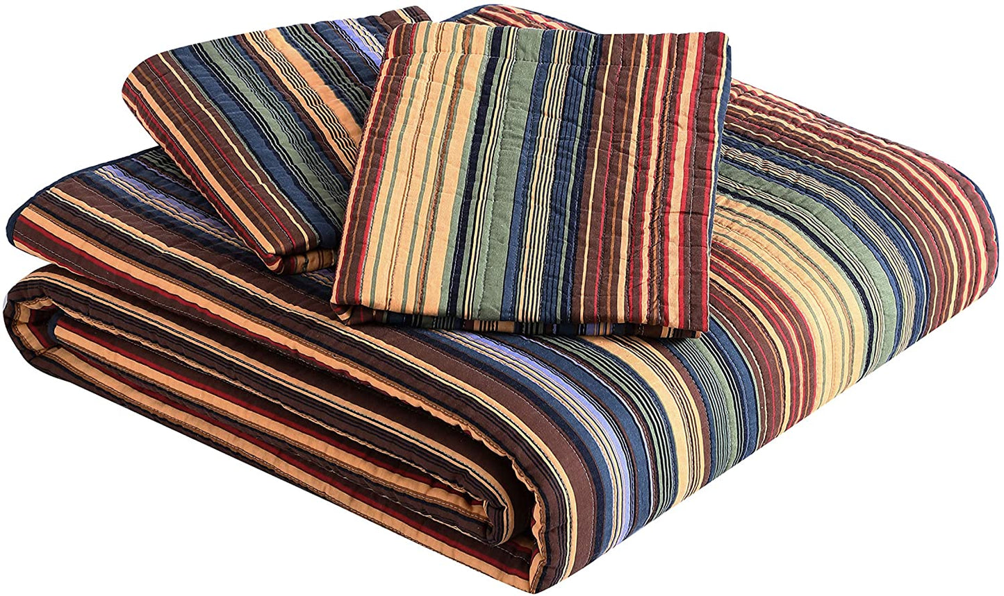 Avery Multi-Color Striped Cotton Quilt