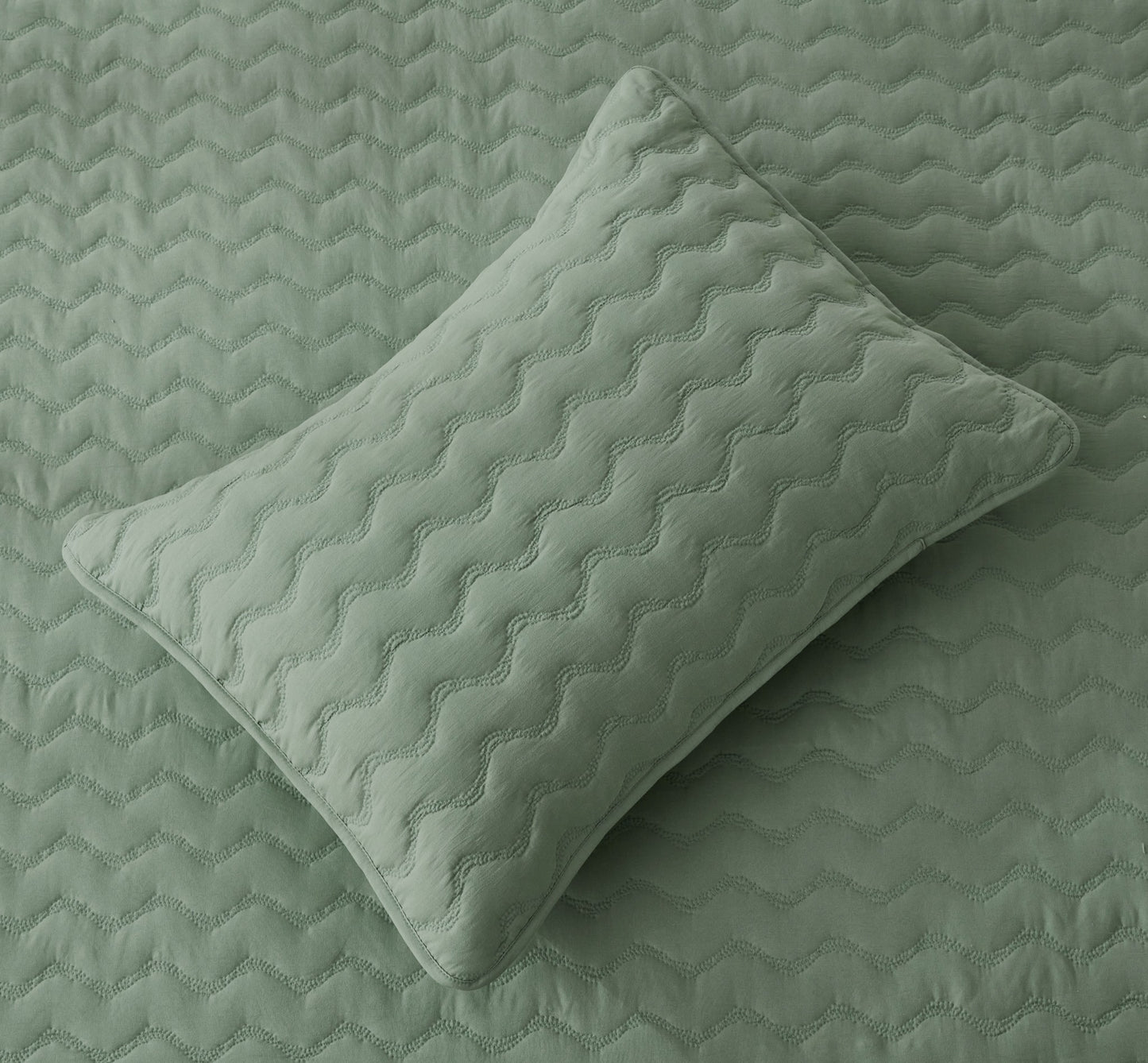 Destiny Wavy Line Stitch Microfiber Quilt Bedspread Set