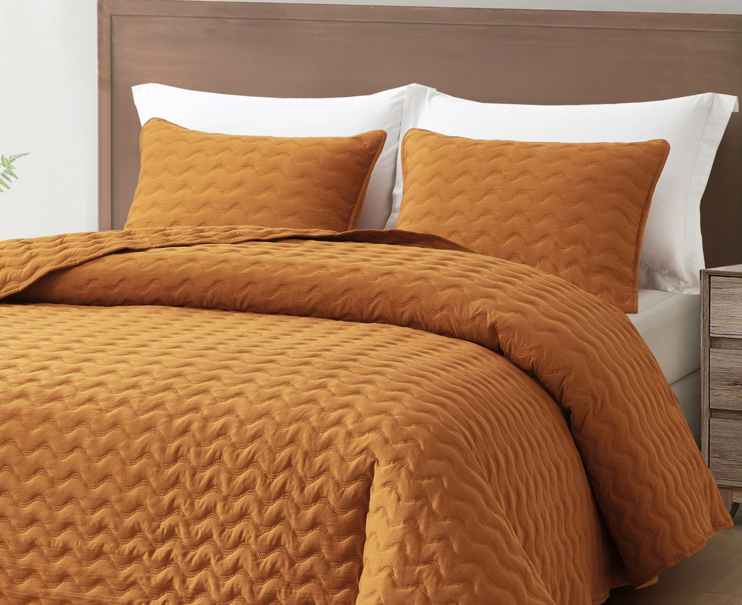 Destiny Wavy Line Stitch Microfiber Quilt Bedspread Set