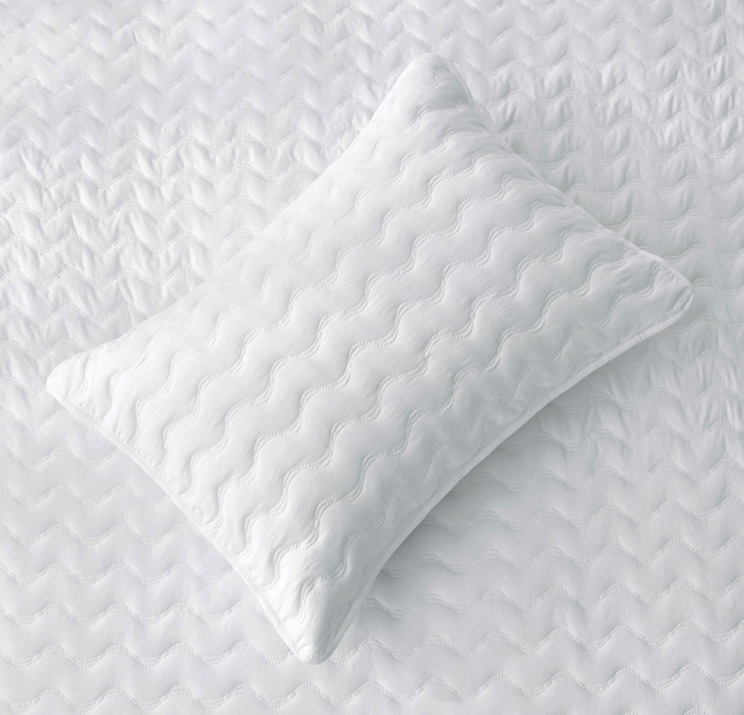 Destiny Wavy Line Stitch Microfiber Quilt Bedspread Set