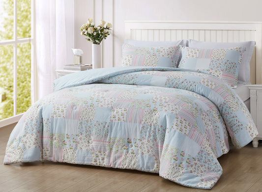 Holly Floral Print Patchwork Cotton Lightweight Comforter Set