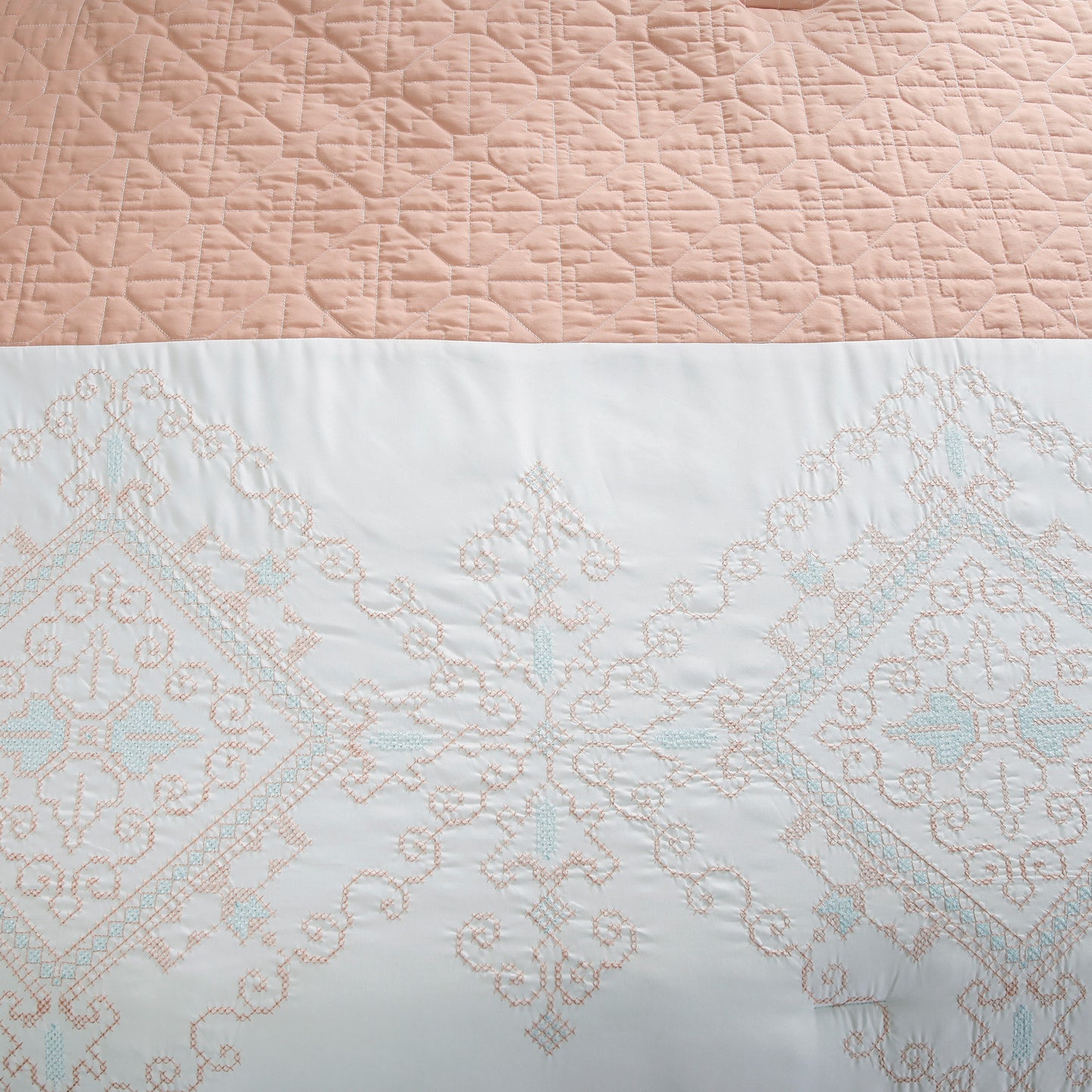 Laura 7-Piece Geometric Embroidery Striped Comforter Set
