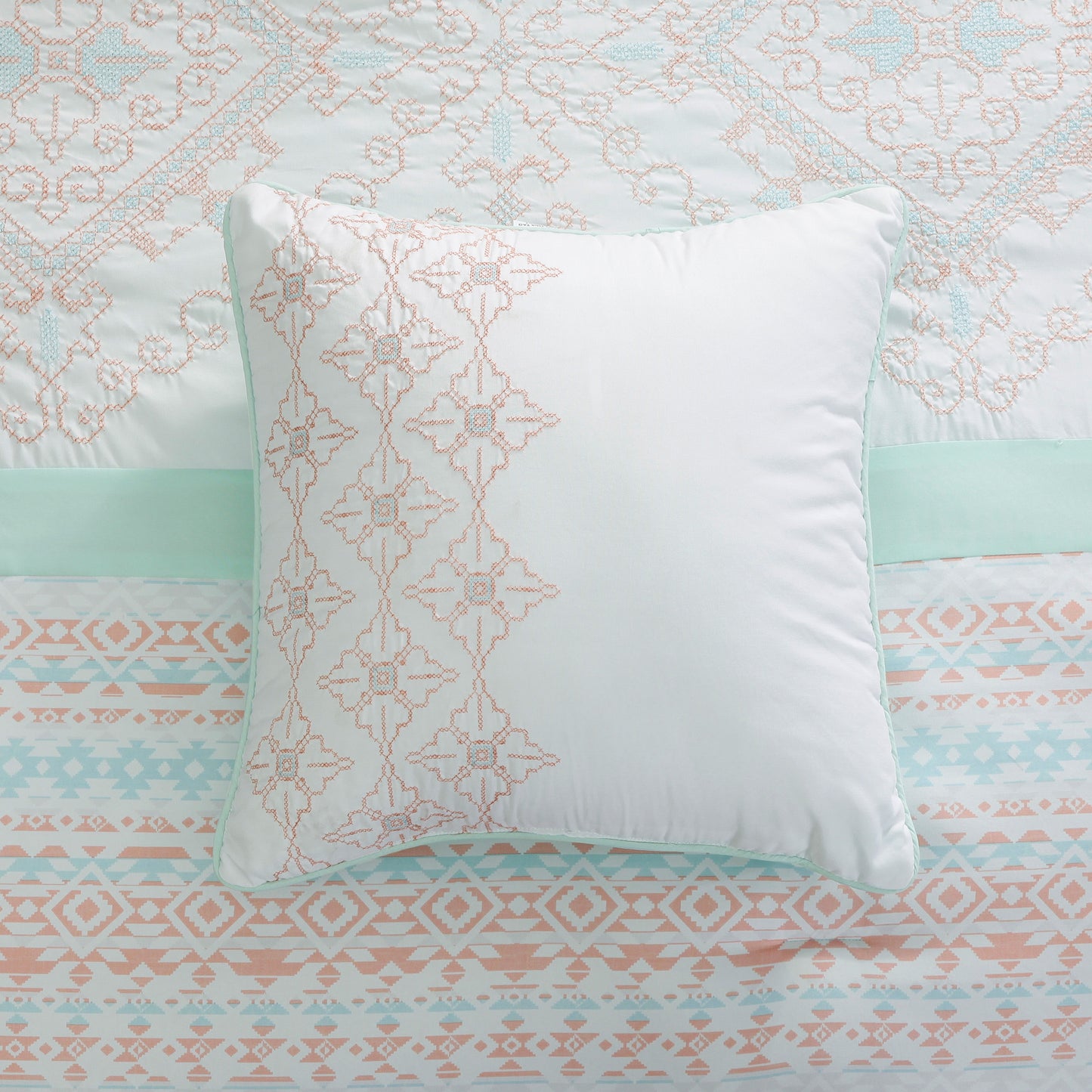 Laura 7-Piece Geometric Embroidery Striped Comforter Set