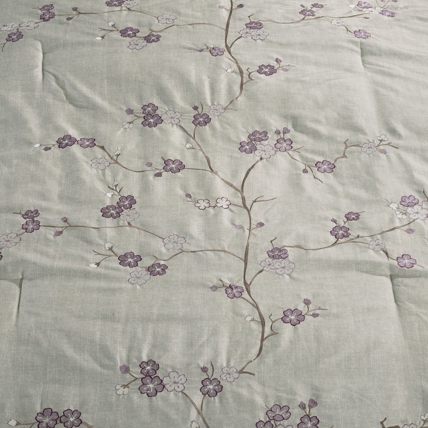 Miki 7-Piece Floral Cherry Blossoms Embroidery Comforter Set
