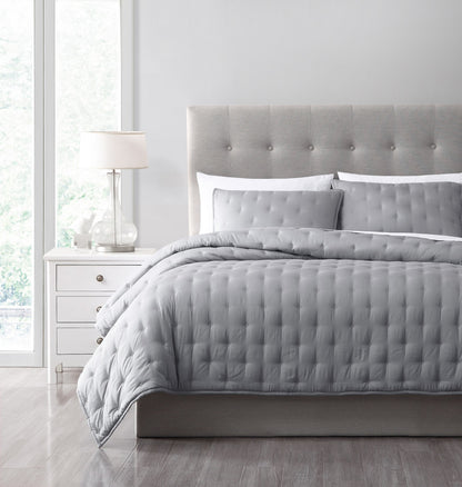 Milo 3-Piece Bamboo Fiber Cross-Stitch Quilted Coverlet Set