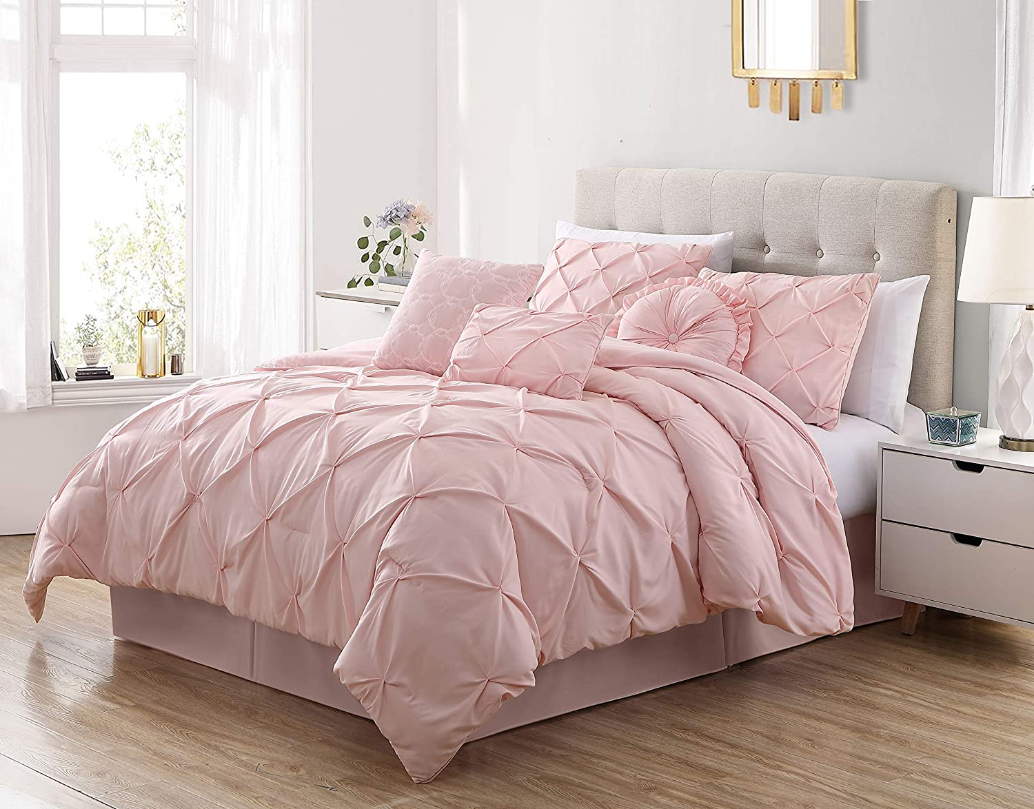 Sydney 7-Piece Pinch Pleat Pintuck Microfiber Bedding Comforter