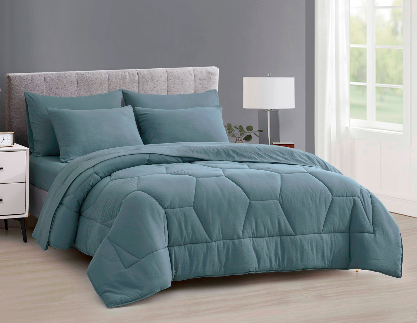 Piper Honeycomb Hexagon Quilted Bed in a Bag Comforter Set