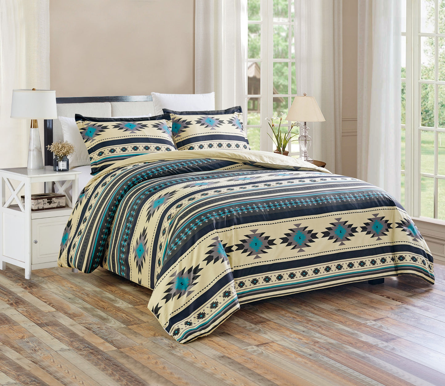 Prescott 3-Piece Southwestern Tribal Multi-Color Comforter Set