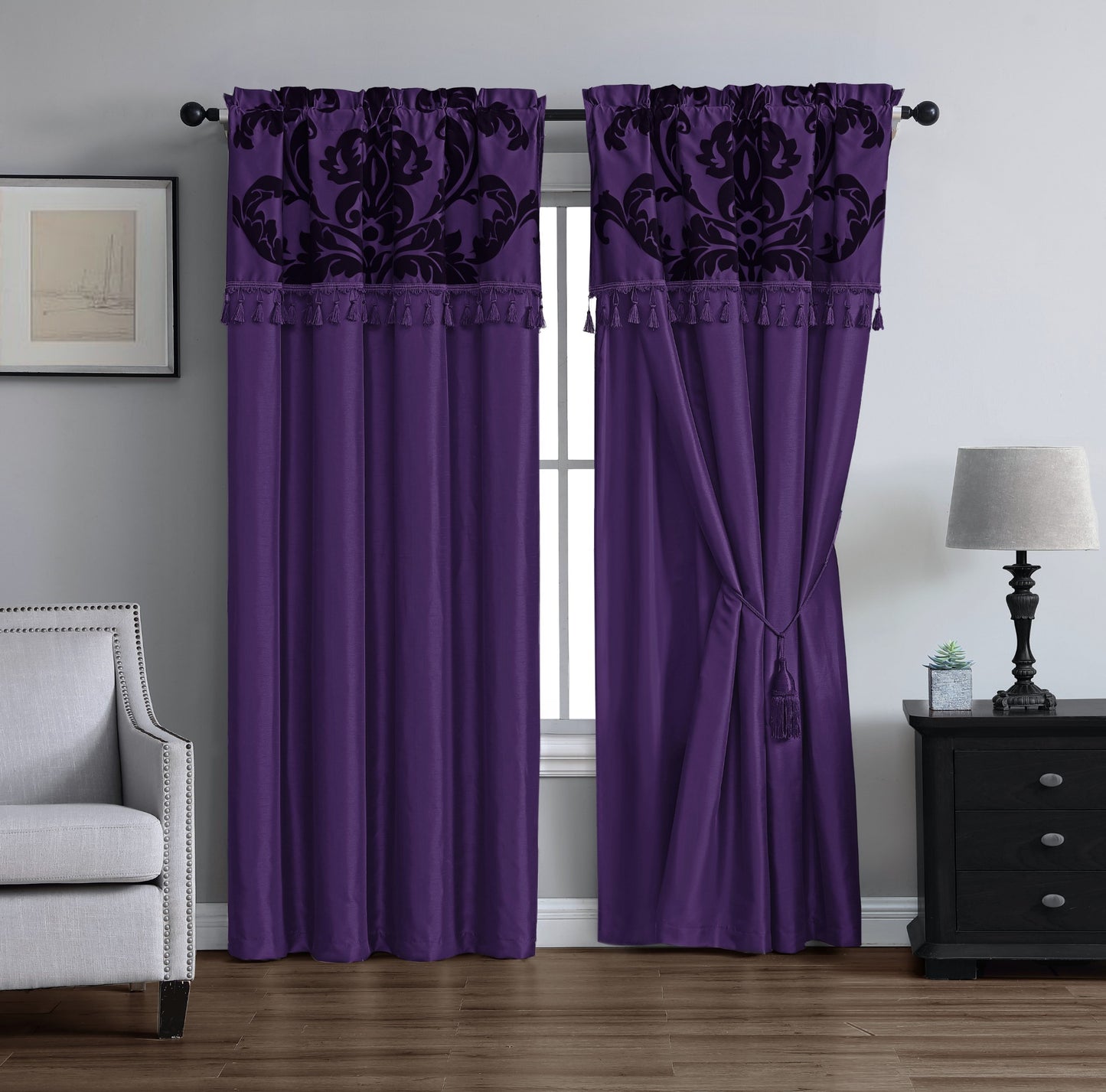 Royale 4-piece Floral Jacquard Window Curtain Set