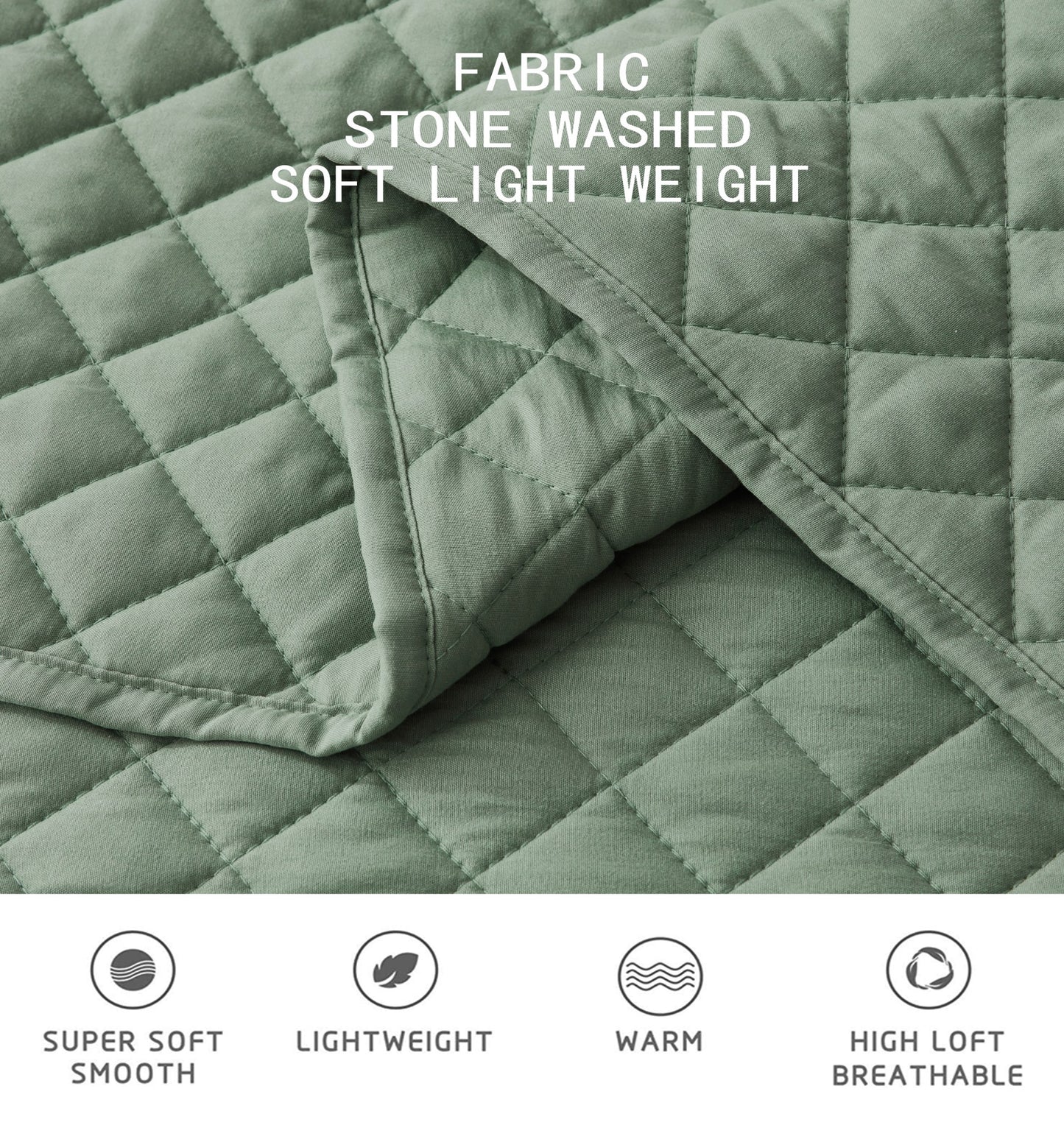 Teo Diamond Stitch Soft Washed Microfiber Quilt Bedspread Set