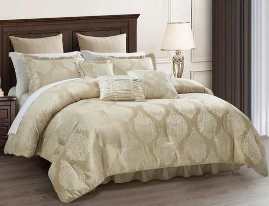 Luxury 7-Piece Traditional Jacquard Medallion Comforter Set