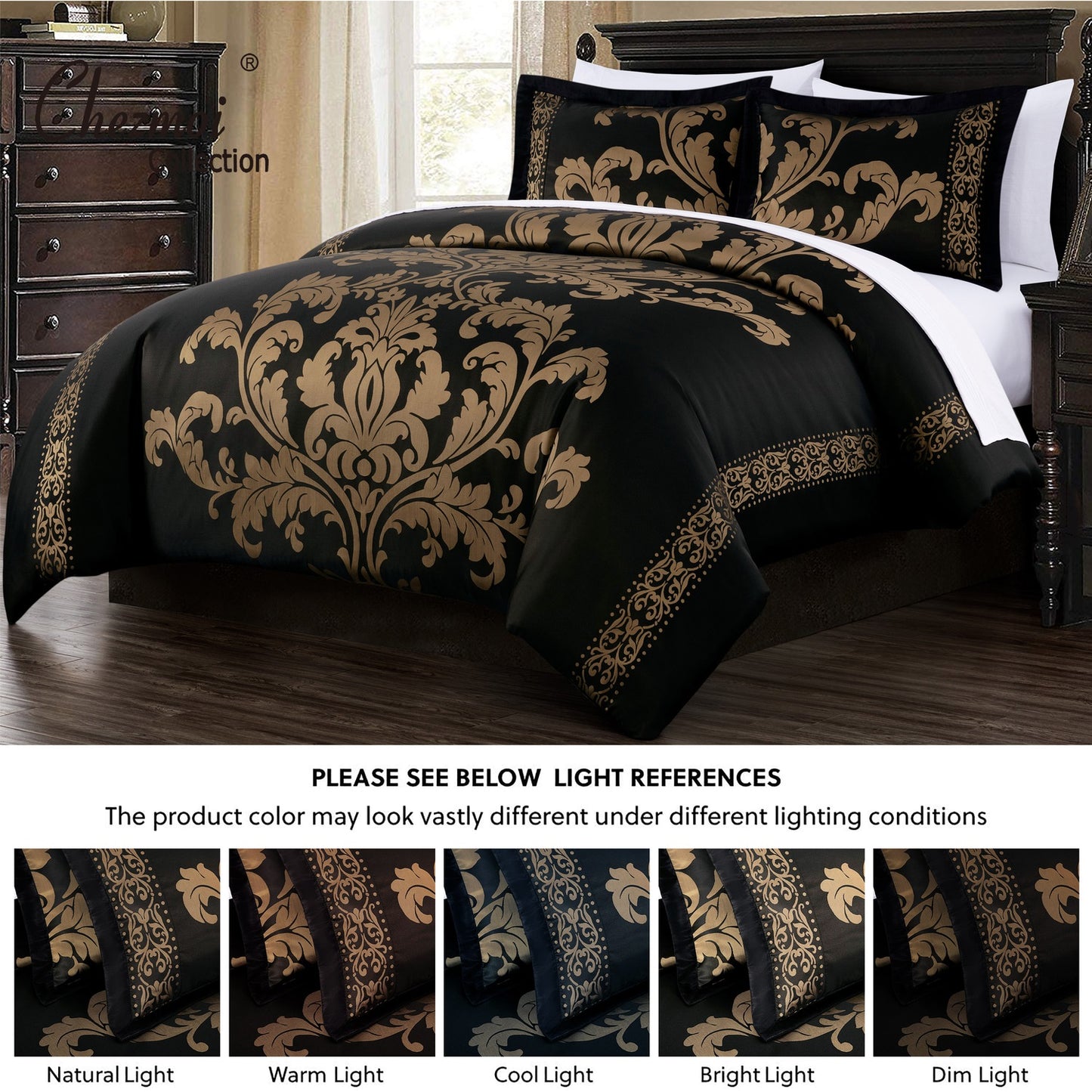 Valor 7-Piece Luxury Jacquard Floral Bed in a Bag Comforter Set