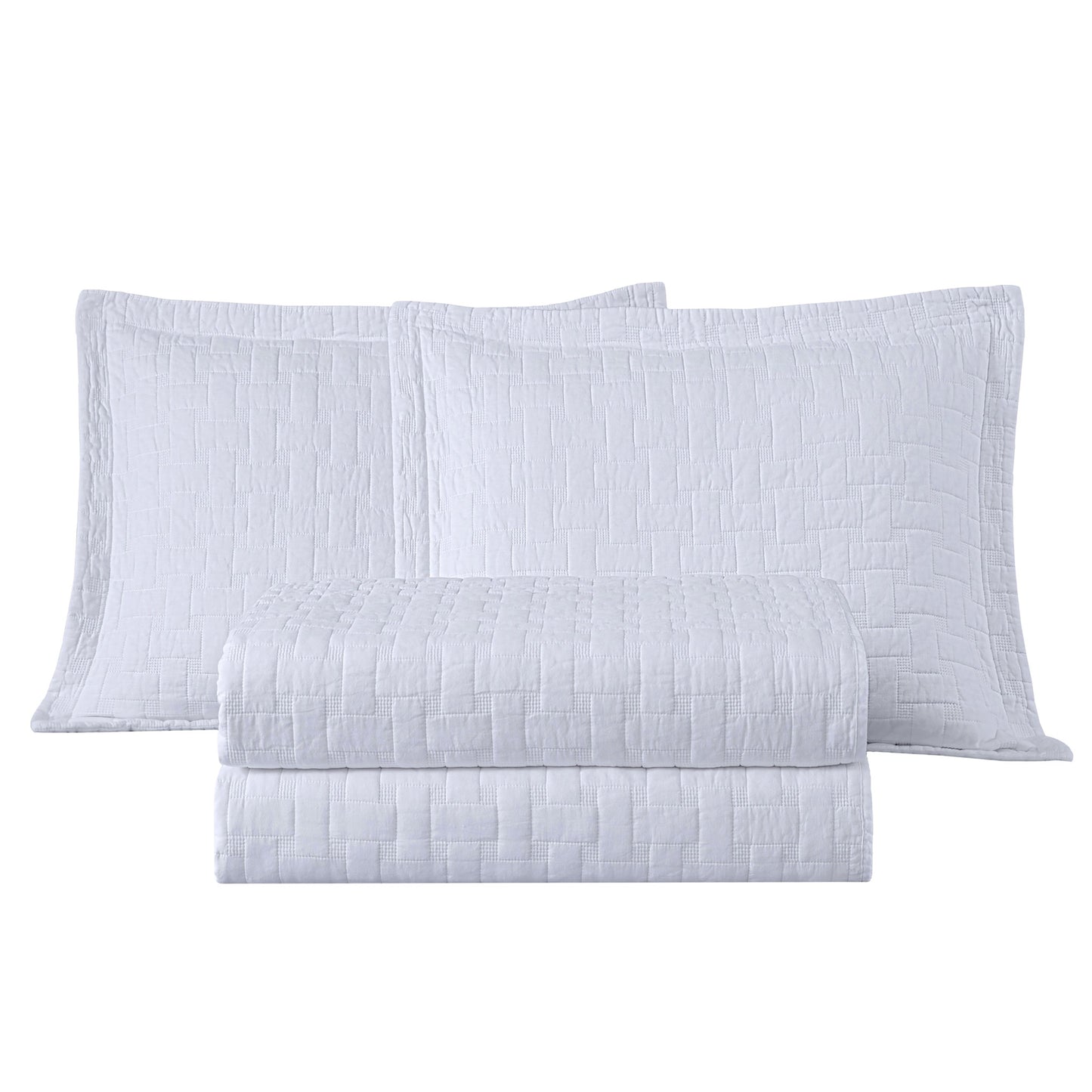 Vert 3-Piece Basketweave Stitch Pre-Washed Cotton Quilt Set